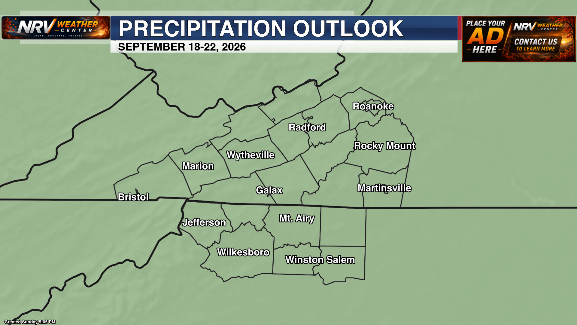 Extended precipitation outlook showing unsettled weather continuing through the weekend.